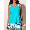 image:imageSummer Mae Blouson Womens Tankini Swimsuits Tummy Control Bathing Suits  Swim shorts with pocketsmodest top with removable padded2piece swimwear 2026 for beachpoolcruiseCoconut Tree on the Sea