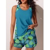 image:imageSummer Mae Blouson Womens Tankini Swimsuits Tummy Control Bathing Suits  Swim shorts with pocketsmodest top with removable padded2piece swimwear 2026 for beachpoolcruiseTropical Green Leaves