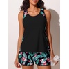 image:imageSummer Mae Blouson Womens Tankini Swimsuits Tummy Control Bathing Suits  Swim shorts with pocketsmodest top with removable padded2piece swimwear 2026 for beachpoolcruiseRed Palmetto Bloom