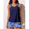 image:imageSummer Mae Blouson Womens Tankini Swimsuits Tummy Control Bathing Suits  Swim shorts with pocketsmodest top with removable padded2piece swimwear 2026 for beachpoolcruiseAzure Leafsea