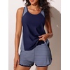 image:imageSummer Mae Blouson Womens Tankini Swimsuits Tummy Control Bathing Suits  Swim shorts with pocketsmodest top with removable padded2piece swimwear 2026 for beachpoolcruiseBlue and White Stripes