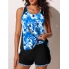 image:imageSummer Mae Blouson Womens Tankini Swimsuits Tummy Control Bathing Suits  Swim shorts with pocketsmodest top with removable padded2piece swimwear 2026 for beachpoolcruiseBlue Tiedye