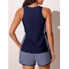 image:imageSummer Mae Blouson Womens Tankini Swimsuits Tummy Control Bathing Suits  Swim shorts with pocketsmodest top with removable padded2piece swimwear 2026 for beachpoolcruiseBlue and White Stripes