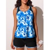 image:imageSummer Mae Blouson Womens Tankini Swimsuits Tummy Control Bathing Suits  Swim shorts with pocketsmodest top with removable padded2piece swimwear 2026 for beachpoolcruiseBlue Tiedye