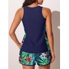 image:imageSummer Mae Blouson Womens Tankini Swimsuits Tummy Control Bathing Suits  Swim shorts with pocketsmodest top with removable padded2piece swimwear 2026 for beachpoolcruiseRainforest Bloom