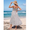 image:imageSummer Mae Smocked Maternity Dress with Pockets Baby Shower Summer Outfit  Women pregnancy adjustable tie clothes flowy midi dress for beach wedding guest photoshoot and daily wearOlive Striped