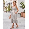 image:imageSummer Mae Smocked Maternity Dress with Pockets Baby Shower Summer Outfit  Women pregnancy adjustable tie clothes flowy midi dress for beach wedding guest photoshoot and daily wearOlive Striped