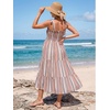 image:imageSummer Mae Smocked Maternity Dress with Pockets Baby Shower Summer Outfit  Women pregnancy adjustable tie clothes flowy midi dress for beach wedding guest photoshoot and daily wearSunshine Striped
