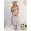 image:imageSummer Mae Smocked Maternity Dress with Pockets Baby Shower Summer Outfit  Women pregnancy adjustable tie clothes flowy midi dress for beach wedding guest photoshoot and daily wearRainbow Striped