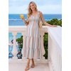 image:imageSummer Mae Smocked Maternity Dress with Pockets Baby Shower Summer Outfit  Women pregnancy adjustable tie clothes flowy midi dress for beach wedding guest photoshoot and daily wearRainbow Striped