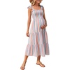 image:imageSummer Mae Smocked Maternity Dress with Pockets Baby Shower Summer Outfit  Women pregnancy adjustable tie clothes flowy midi dress for beach wedding guest photoshoot and daily wearRainbow Striped