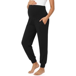 image:imageSummer Mae Viscose Maternity Jogger Pants Pregnancy Lounge Pant with Pocket  Soft stretchy womens pajama comfy sweatpant great for workout yoga work occasions and casual wearBlack