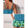 image:imageSummer Mae Blouson Womens Tankini Swimsuits Tummy Control Bathing  Modest tankini with adjustable strapsbuiltin briefswim shorts with pocketsplus for beachpoolvacationTropical Green Leaves