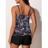 image:imageSummer Mae Blouson Womens Tankini Swimsuits Tummy Control Bathing  Modest tankini with adjustable strapsbuiltin briefswim shorts with pocketsplus for beachpoolvacationBlack Paisley