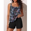 image:imageSummer Mae Blouson Womens Tankini Swimsuits Tummy Control Bathing  Modest tankini with adjustable strapsbuiltin briefswim shorts with pocketsplus for beachpoolvacationBlack Paisley