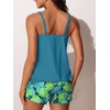 image:imageSummer Mae Blouson Womens Tankini Swimsuits Tummy Control Bathing  Modest tankini with adjustable strapsbuiltin briefswim shorts with pocketsplus for beachpoolvacationTropical Green Leaves