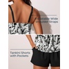 image:imageSummer Mae Blouson Womens Tankini Swimsuits Tummy Control Bathing  Modest tankini with adjustable strapsbuiltin briefswim shorts with pocketsplus for beachpoolvacationWhite Conifer