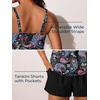 image:imageSummer Mae Blouson Womens Tankini Swimsuits Tummy Control Bathing  Modest tankini with adjustable strapsbuiltin briefswim shorts with pocketsplus for beachpoolvacationBlack Paisley